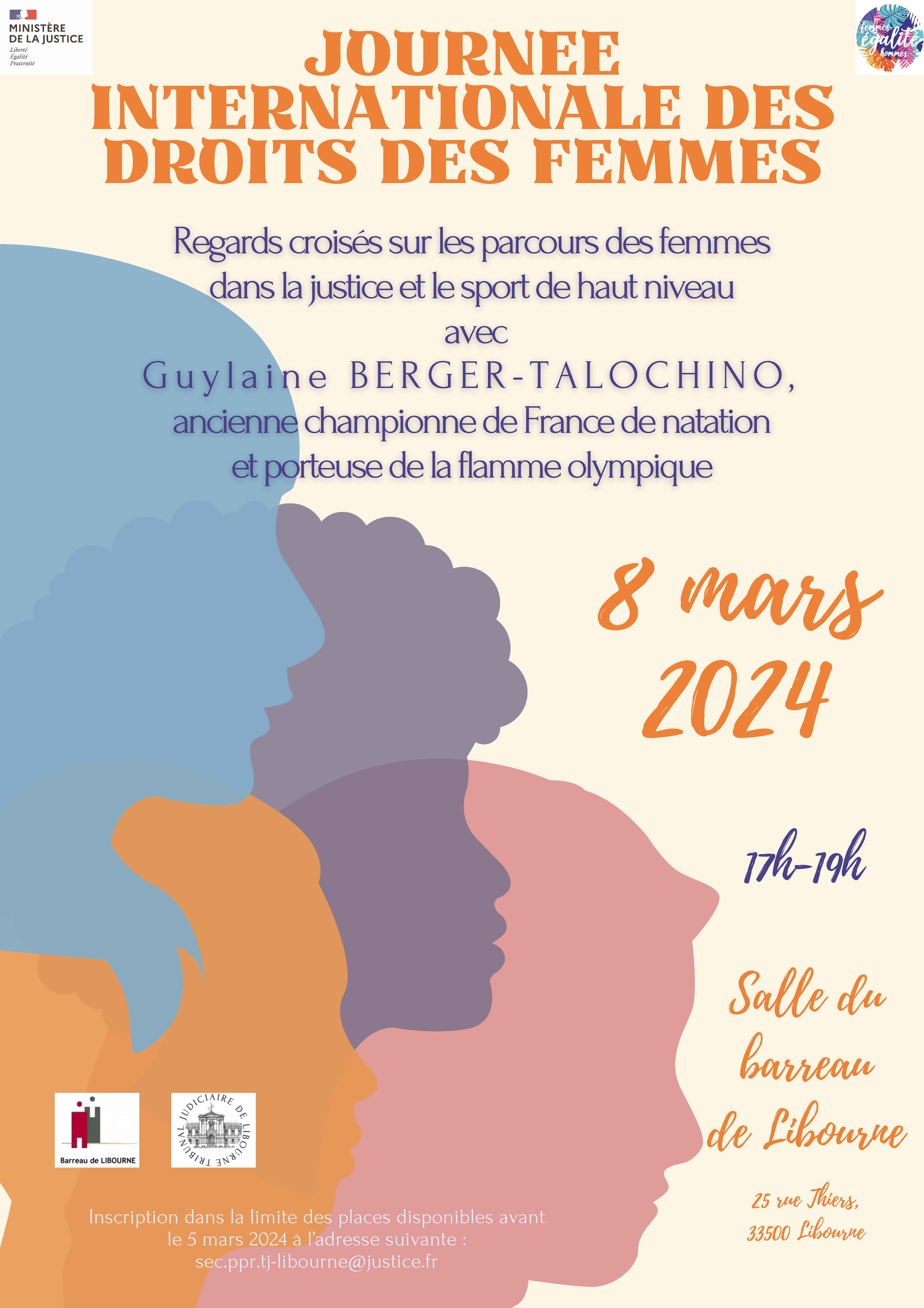 Affiche et programme journée internationale des droits des femmes 2024 TJ Libourne1 copie
